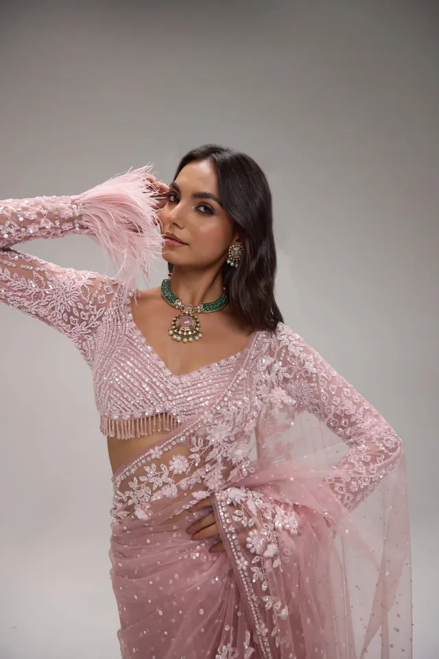 New Trending Bollywood Blockbuster Sequins Saree - View 3