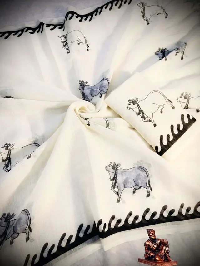 Catalogue: MADHUR PICHWAI 🐄🌸 | Linen Cotton Saree - View 3