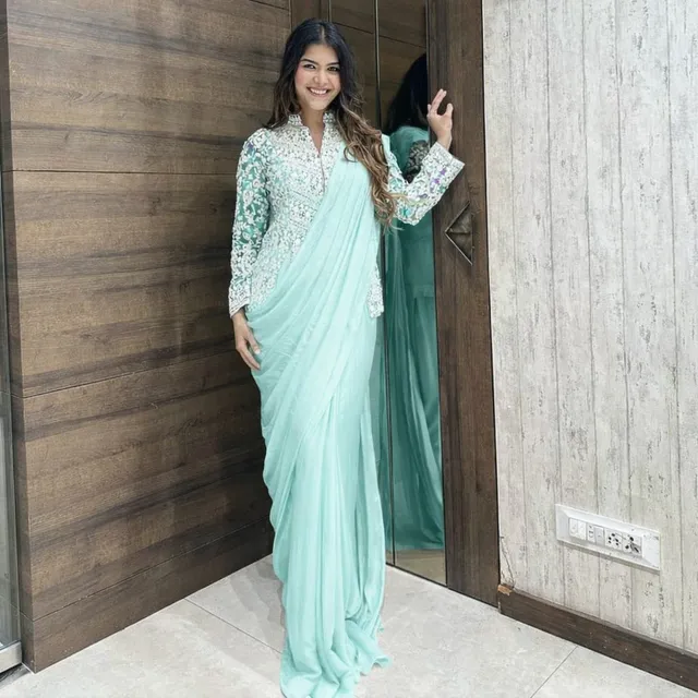 New Super Trending Ready-to-Wear Saree with Full Koti - Apple Rangoli Saree Online India - Buy at ₹1599 - Image 1