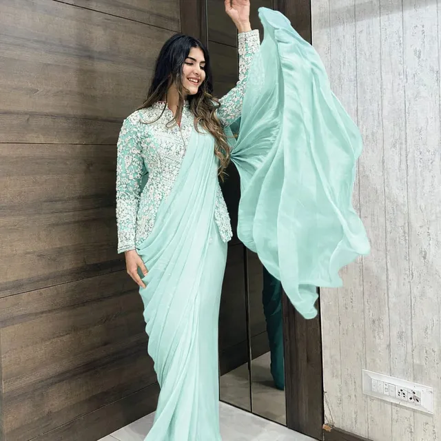 New Super Trending Ready-to-Wear Saree with Full Koti - View 2