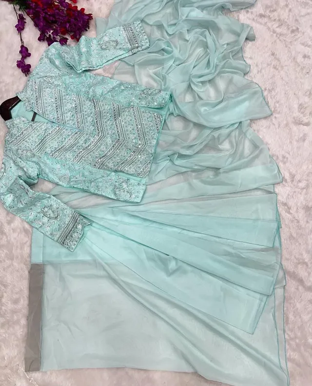 New Super Trending Ready-to-Wear Saree with Full Koti - View 4