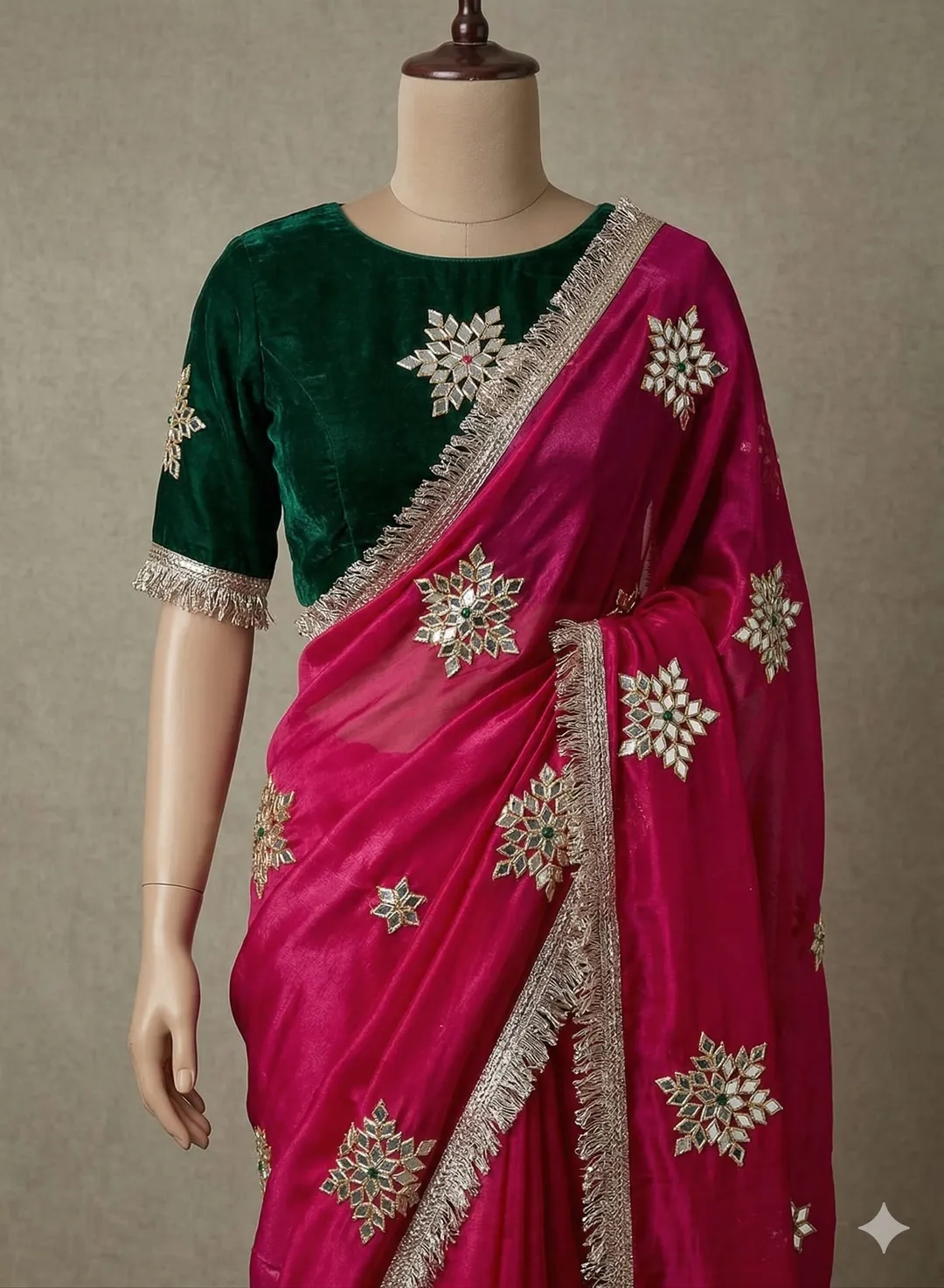 Half Pure Chiffon Gotta Work Saree