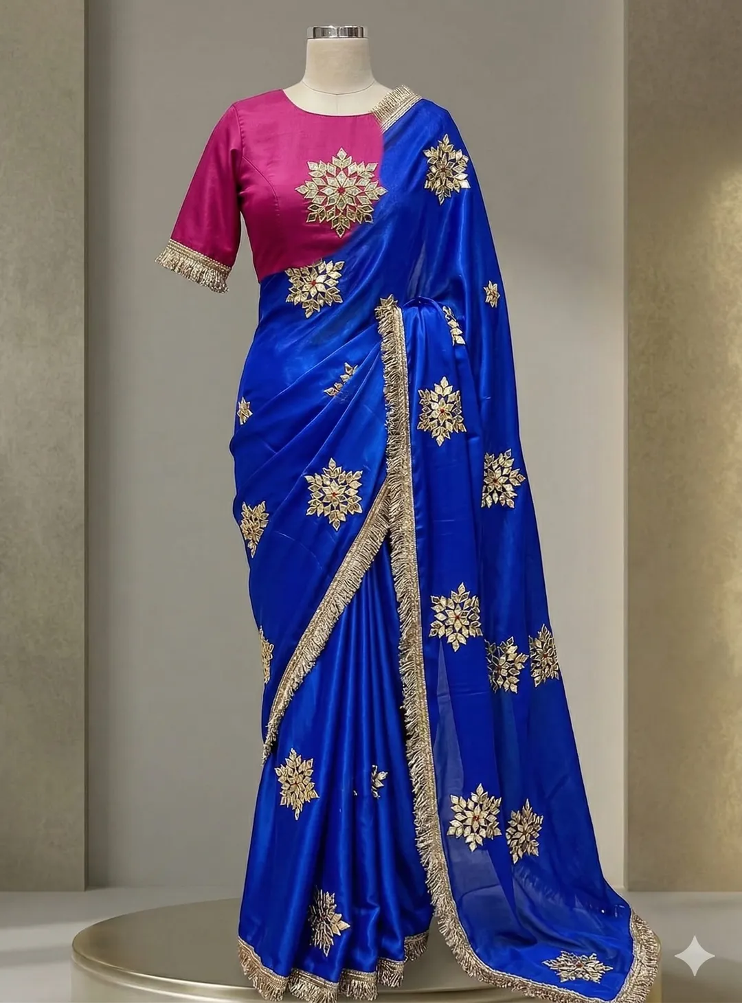Half Pure Chiffon Gotta Work Saree