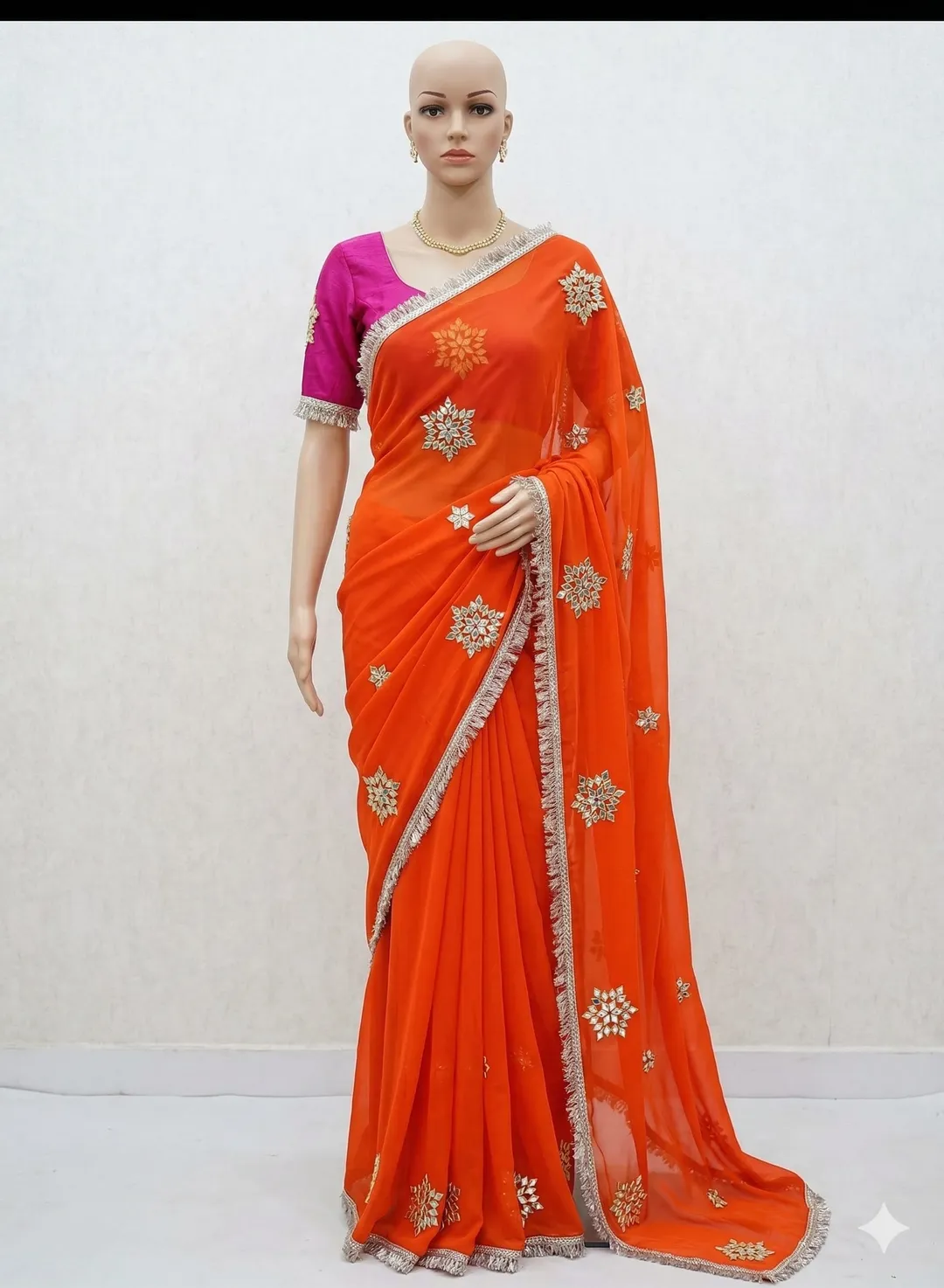 Half Pure Chiffon Gotta Work Saree