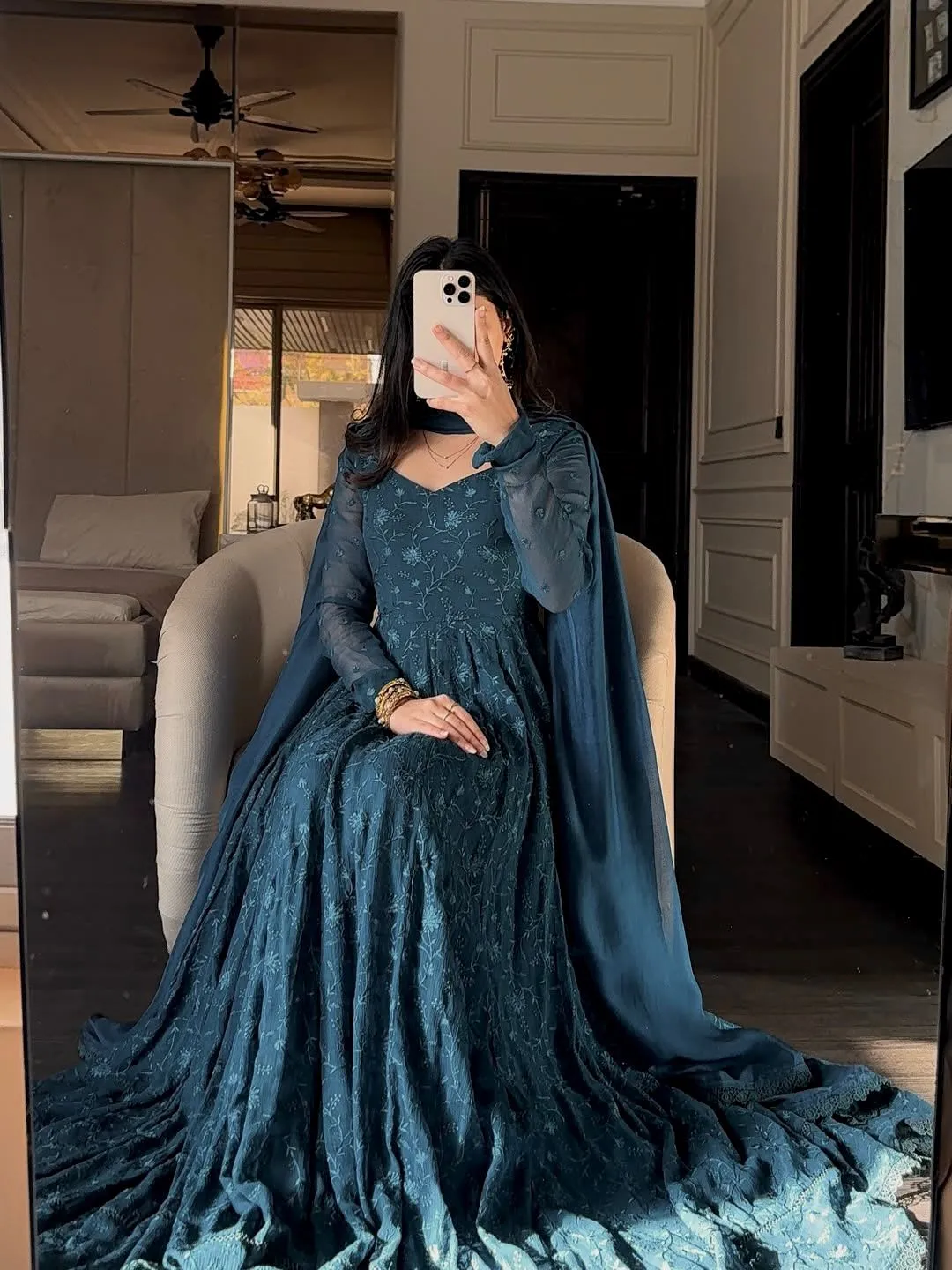 2 Piece Stylish Gown with Dupatta - View 3