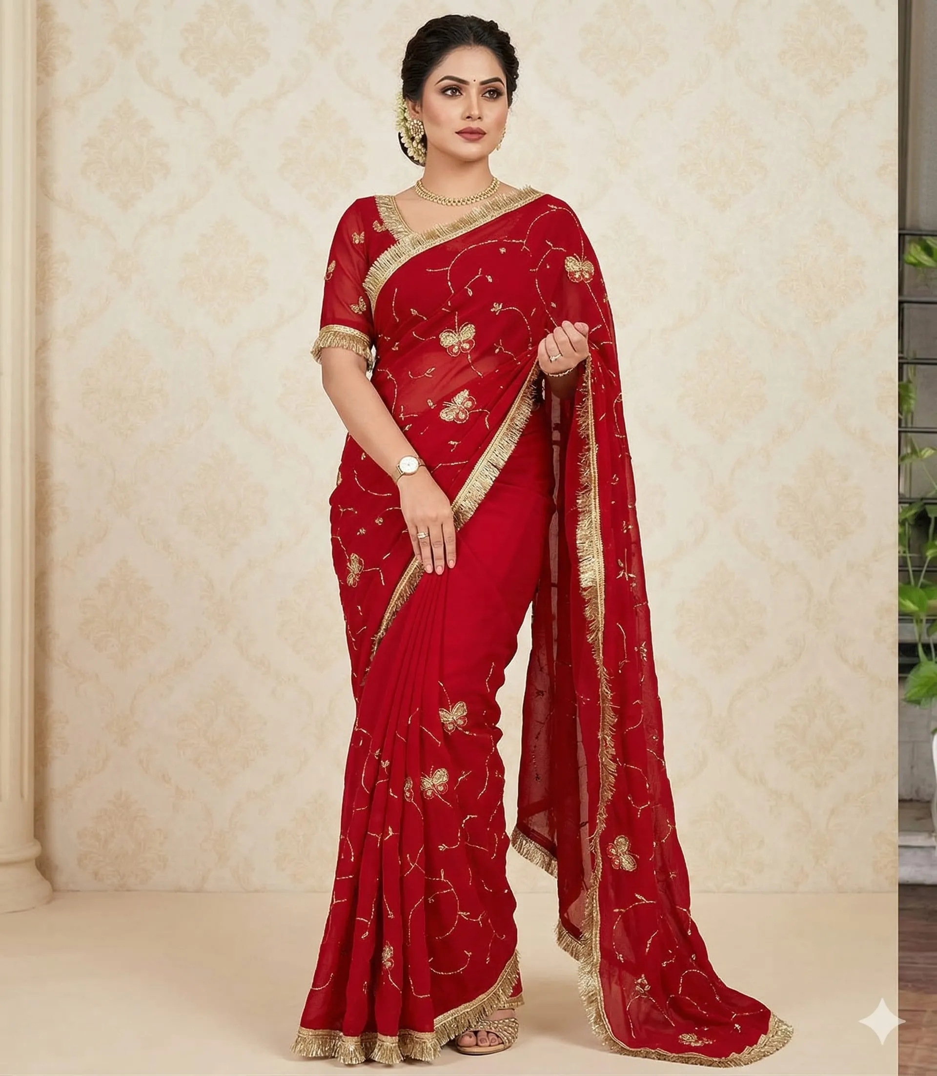 Premium Handwork Georgette Saree - View 2