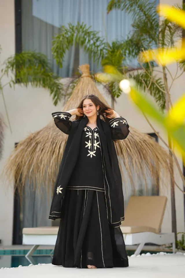 Heavenly Handmade Kurta Sharara Palazzo Set - View 3