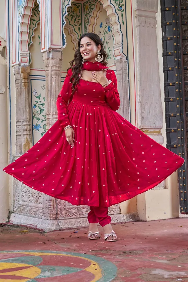 New Launch – Premium Designer Suit Set - Heavy Fendi Silk Saree Online India - Buy at ₹1850 - Image 1