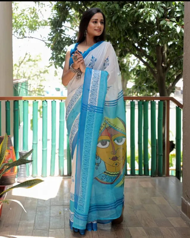 Devika Designer Linen Saree - View 2