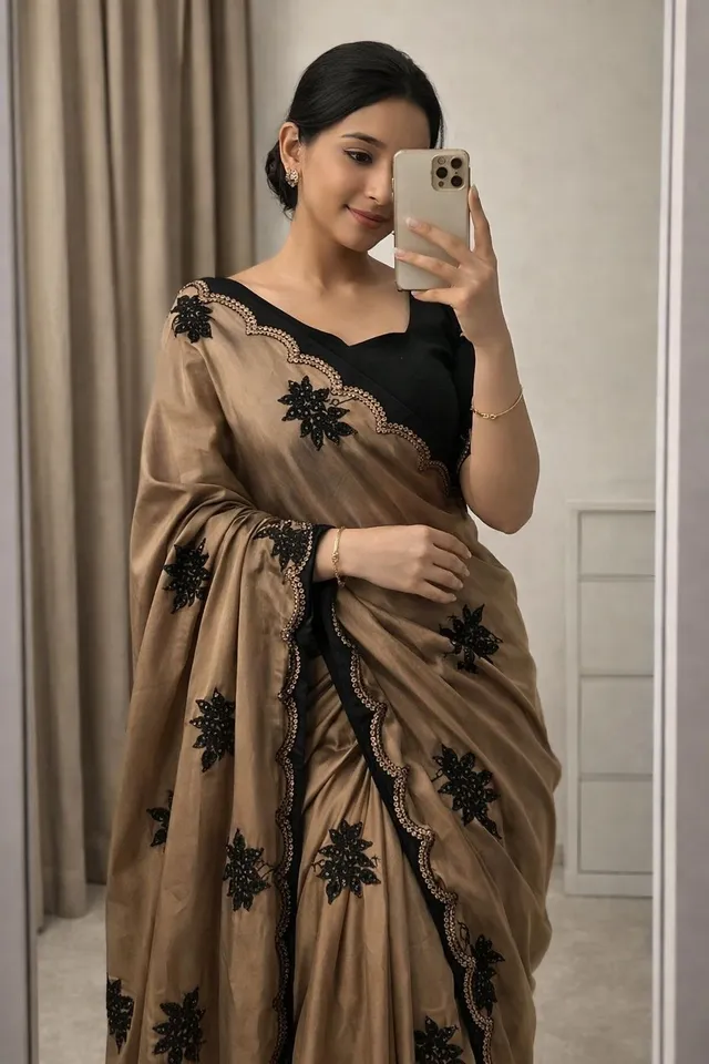 Designer Saree with Embroidery & Sequence Work - Rangoli Silk Saree Online India - Buy at ₹1150 - Image 1