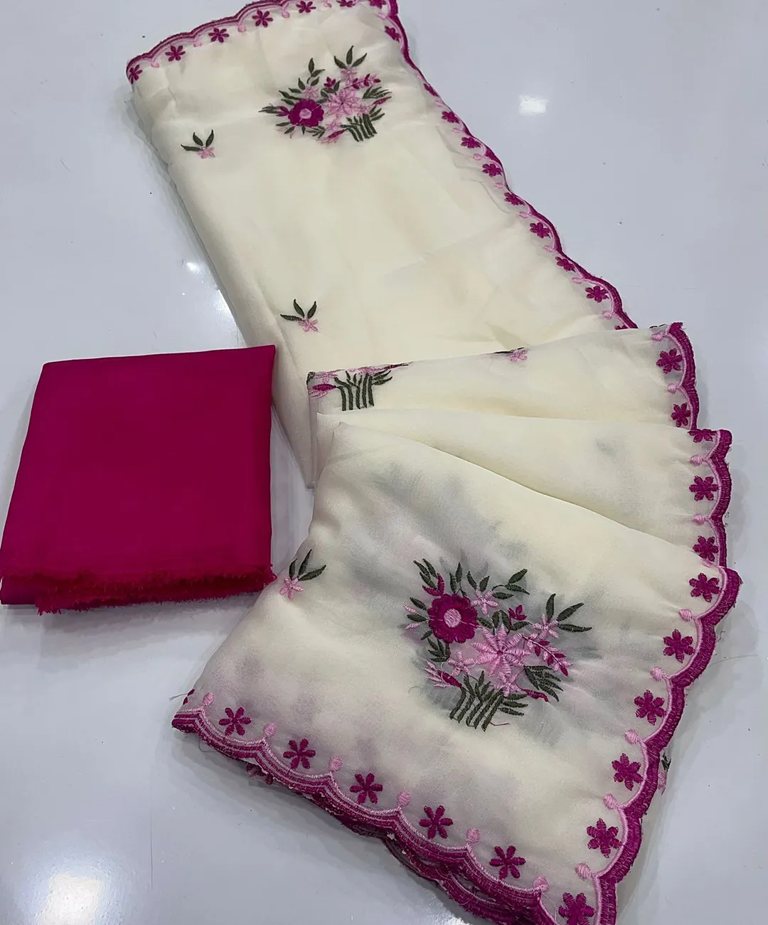 Star Georgette Saree with Multi Embroidery Work - View 3