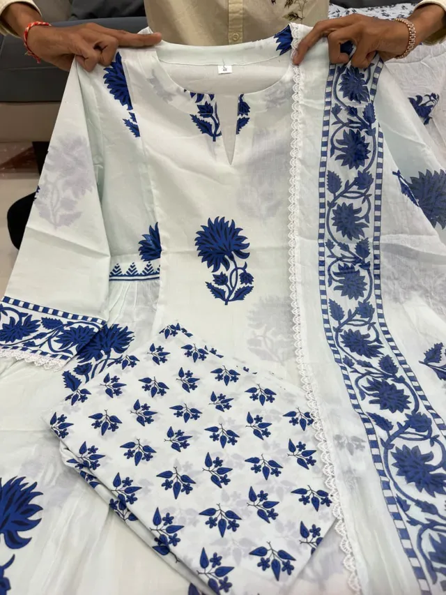New Launch – Designer Kalamkari Cotton Suit Set - View 2