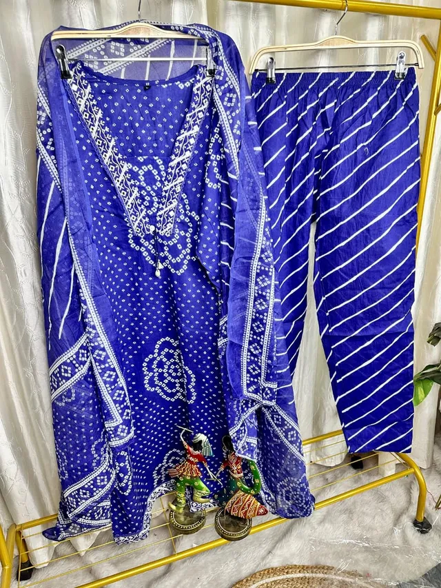 Jaipuri Cotton Designer 3PC Kurta Set - View 2