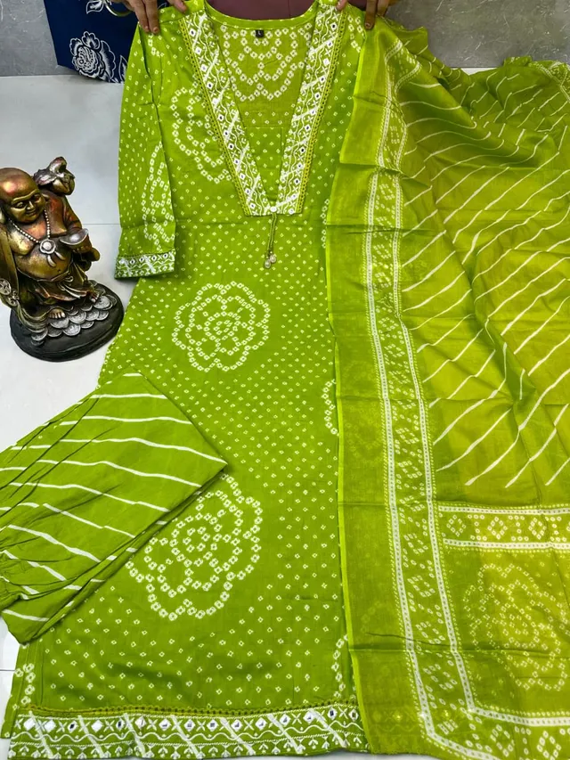 Jaipuri Cotton Designer 3PC Kurta Set - View 3