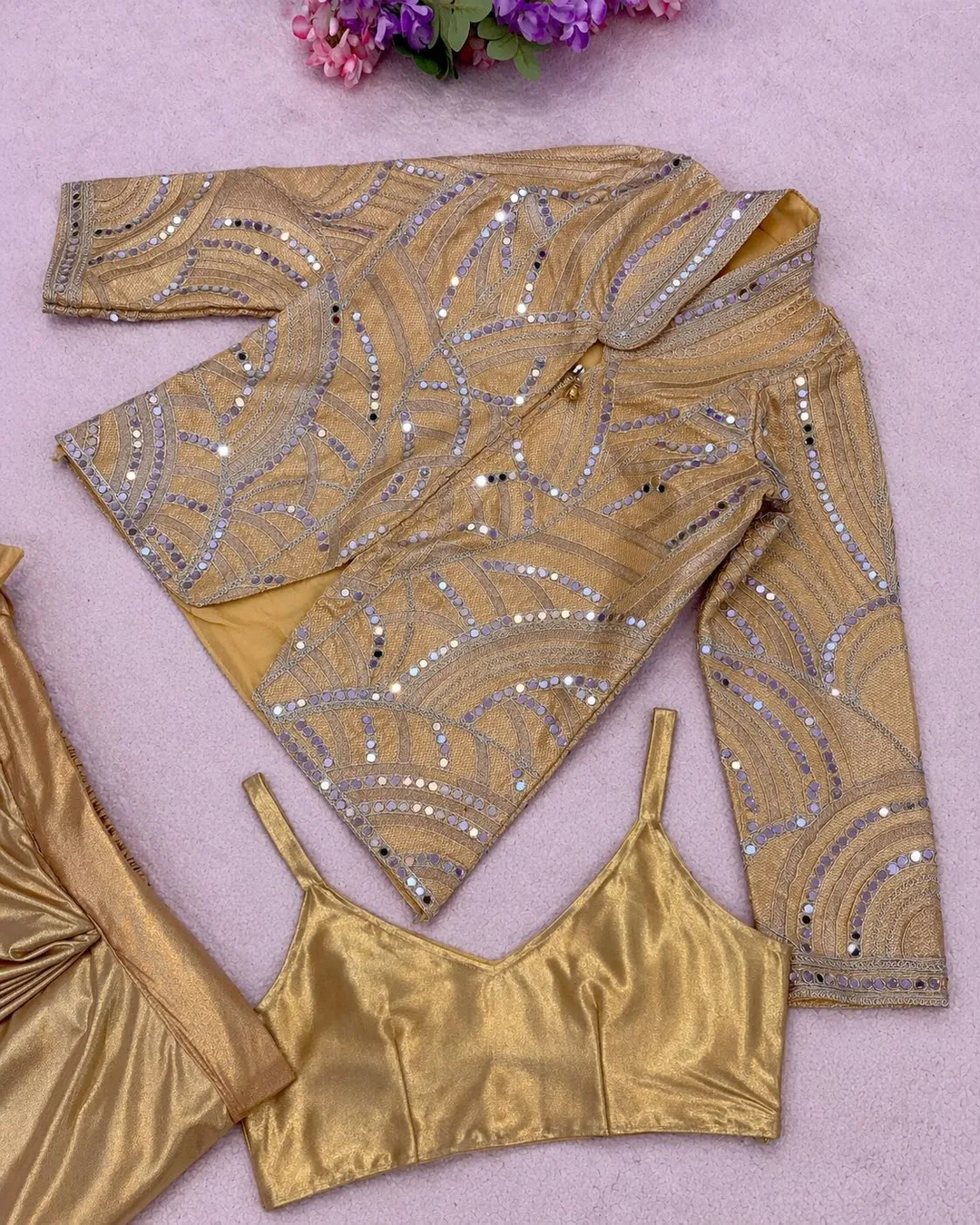 Bollywood Style Real Mirror Work Indo-Western Set - View 7