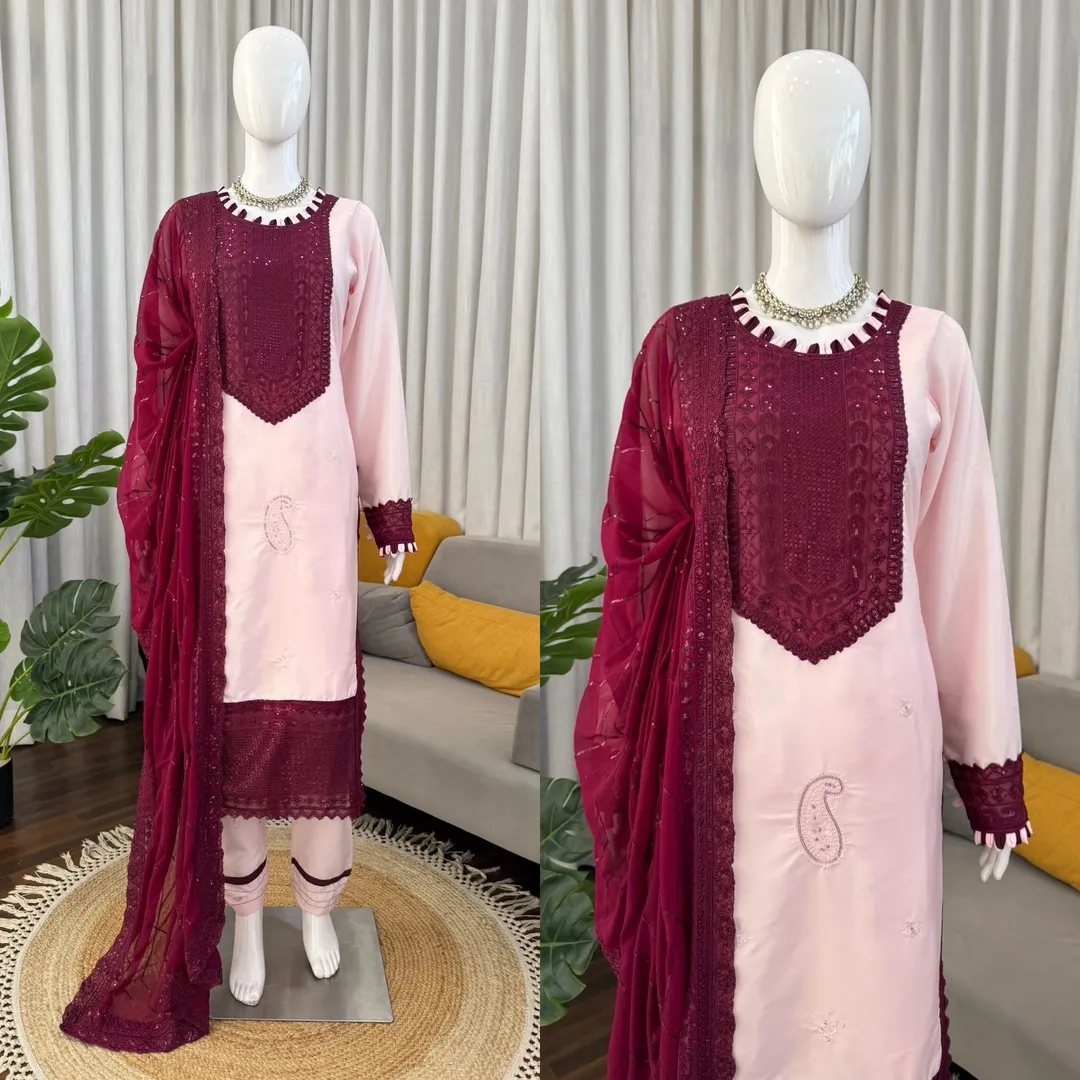 Designer Pakistani Top with Pant Set – Elegant Ethnic Wear - View 5
