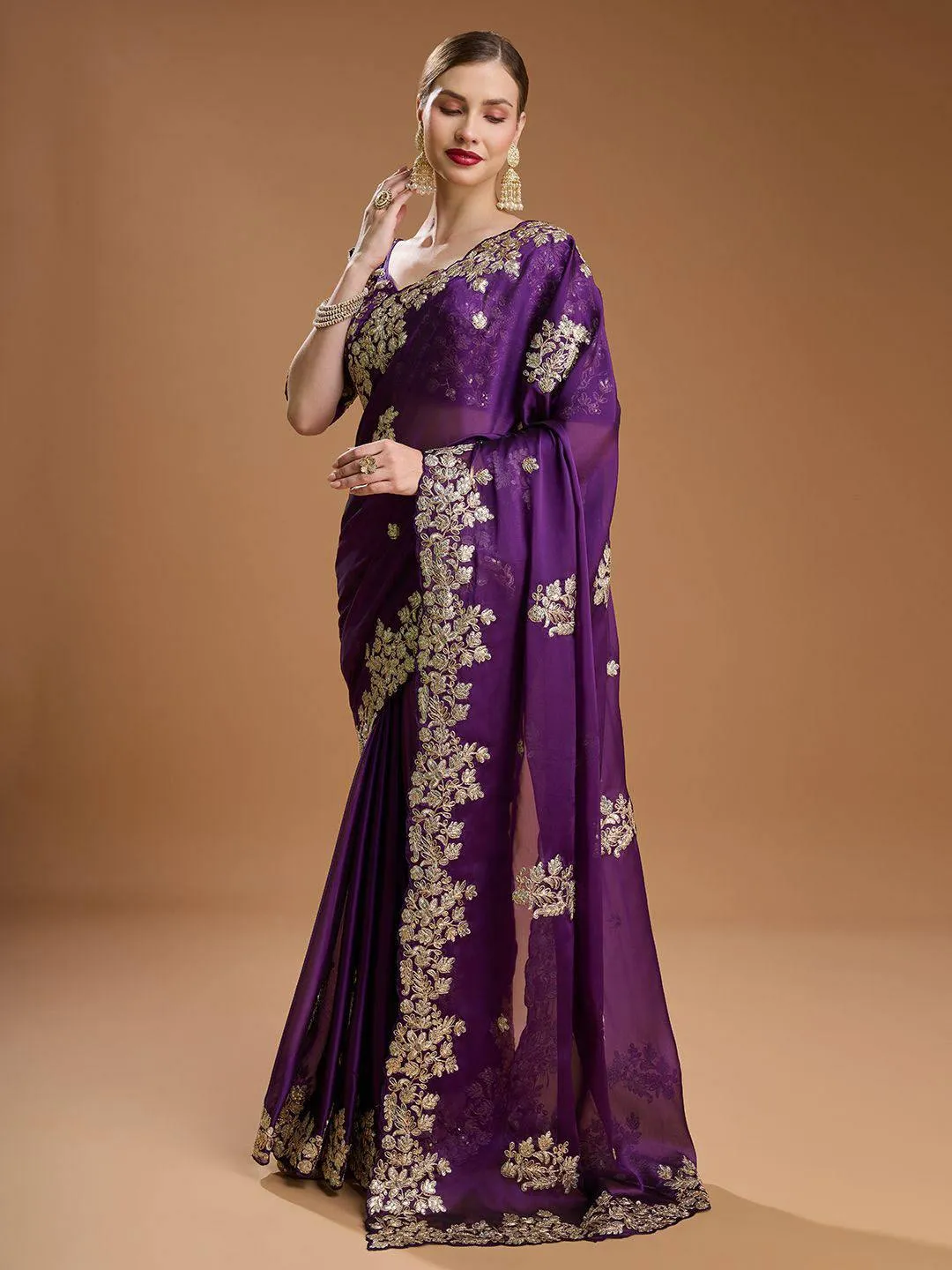 Beautifully Crafted Rangoli silk saree - View 2