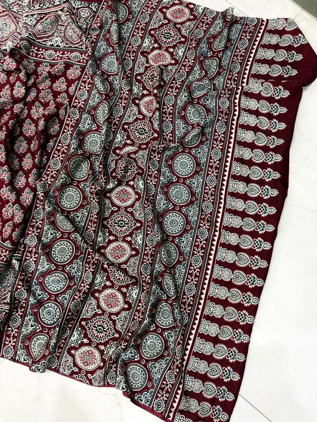 New Superhit Ajrakh Gajji Crepe Silk Saree - View 4