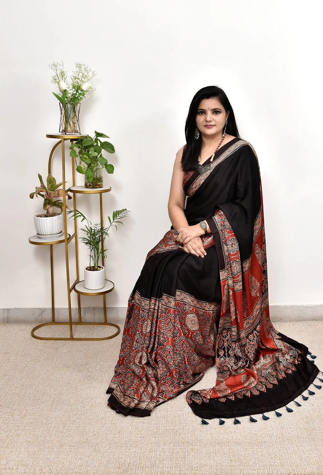 Ajrakh-inspired saree - View 2