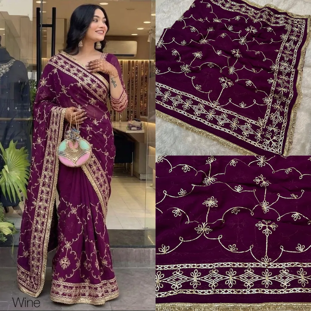 Branded Rajwadi Collection – Royal Elegance Saree - Original Thakur Ji Georgette Saree Online India - Buy at ₹1099 - Image 1