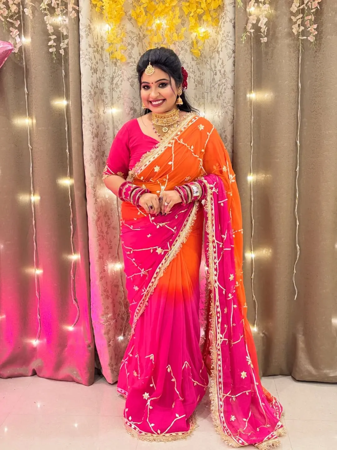 Most Viral & Trending 🔥 Original Hand Charkhi Gotta Work Saree