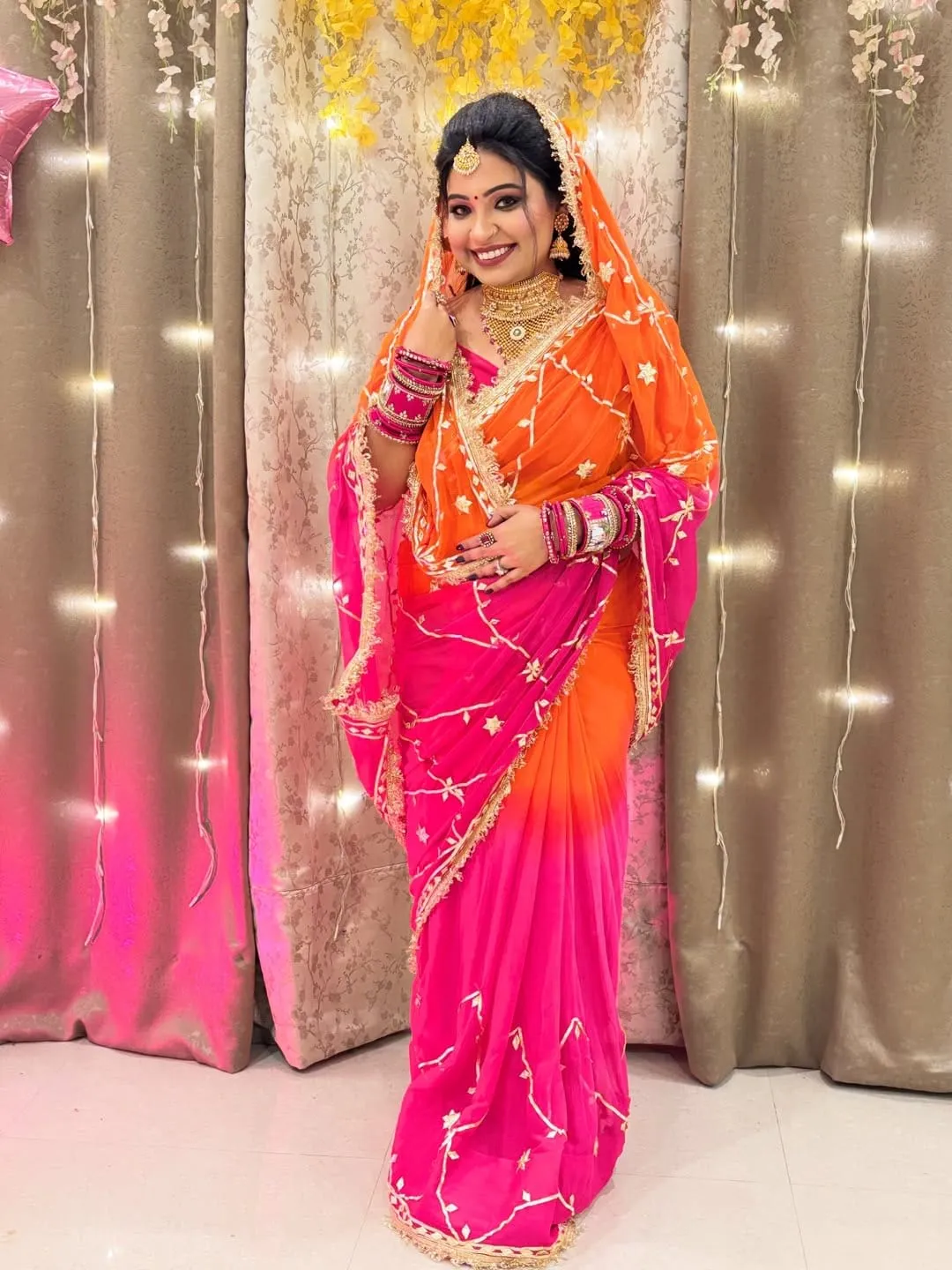 Most Viral & Trending 🔥 Original Hand Charkhi Gotta Work Saree - View 2