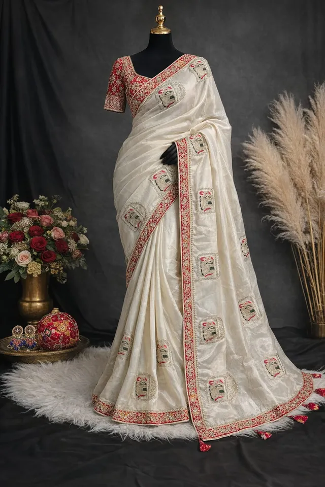 Beautiful Designer Chinon Silk Saree
