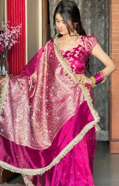 Luxury Banarasi Soft Glass Tissue Silk Saree Collection - Banarasi Soft Glass Tissue Silk Saree