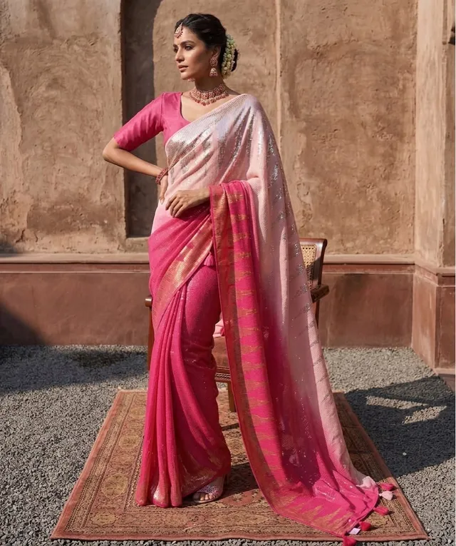 Bollywood Blockbuster Sequins Designer Saree - Georgette Saree Online India - Buy at ₹1699 - Image 1