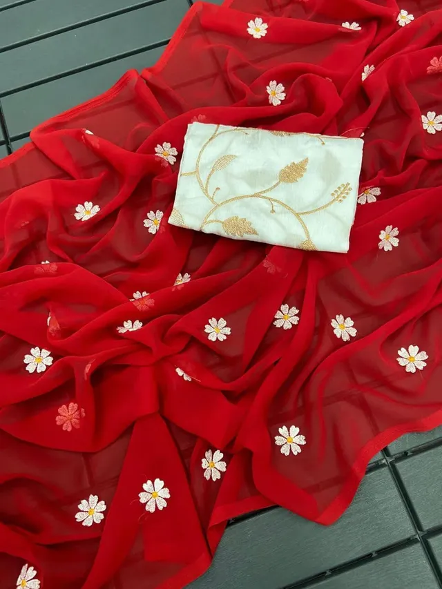 Aari Embroidery Work Designer Saree - View 2