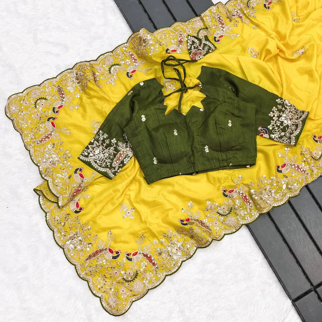 DS No: 1299 – Designer Heavy Chinon Silk Saree - View 3