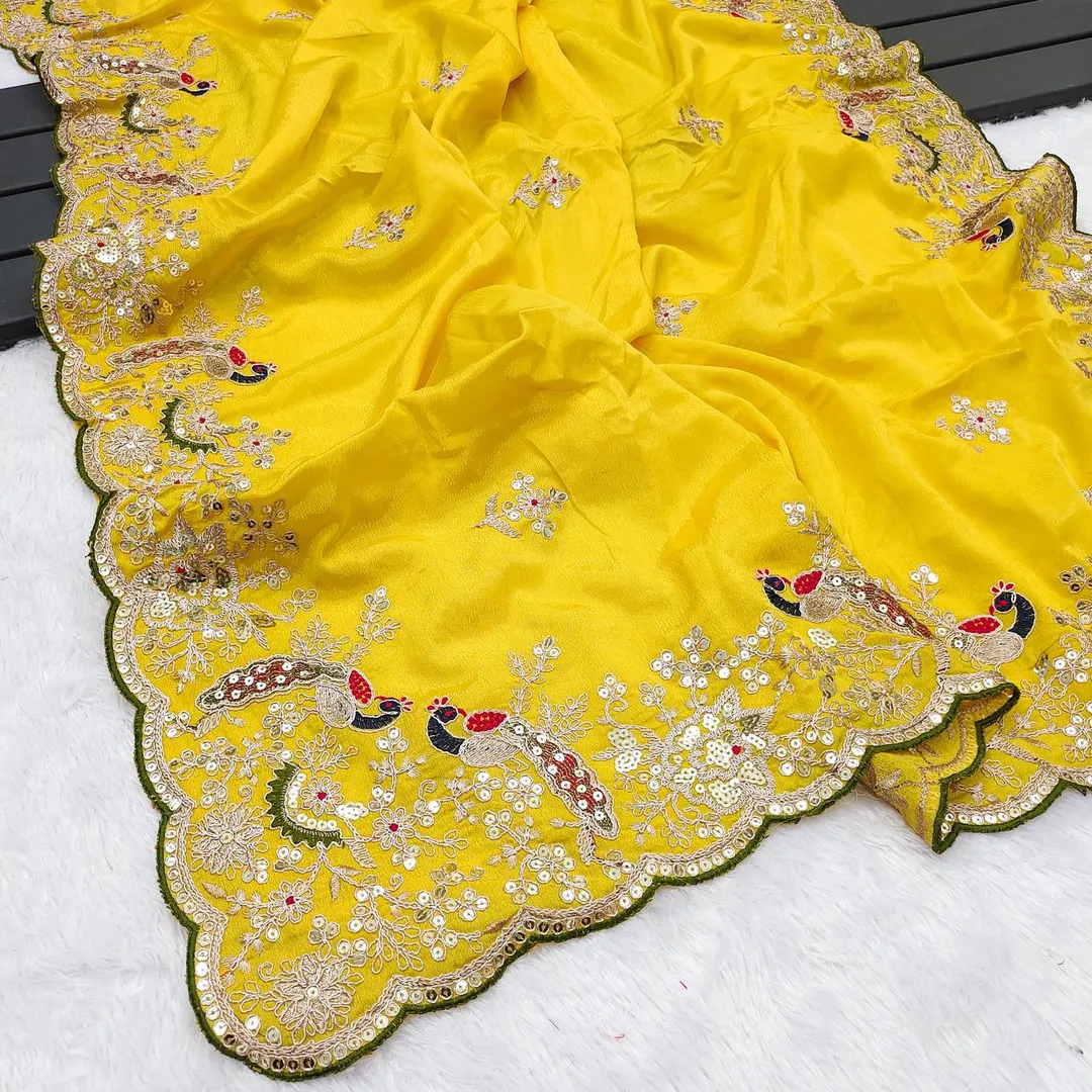 DS No: 1299 – Designer Heavy Chinon Silk Saree - View 4