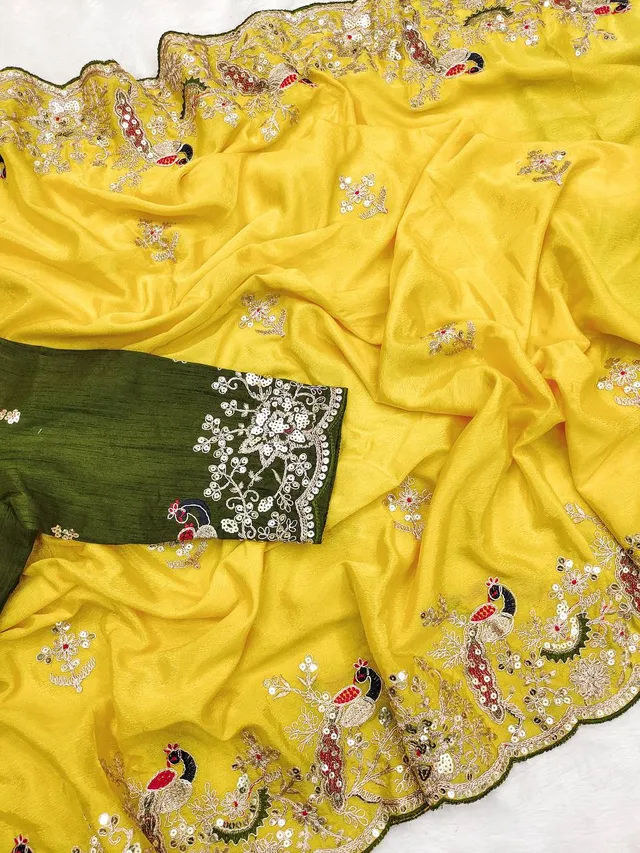DS No: 1299 – Designer Heavy Chinon Silk Saree - View 5