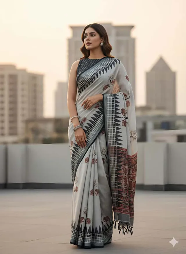 Catalogue: LAXMI GAJRAJ Saree - Heavy Linen Blooming Saree Saree Online India - Buy at ₹999 - Image 1