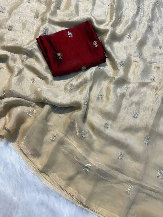 Saree with Elegant Embroidery Work - View 2