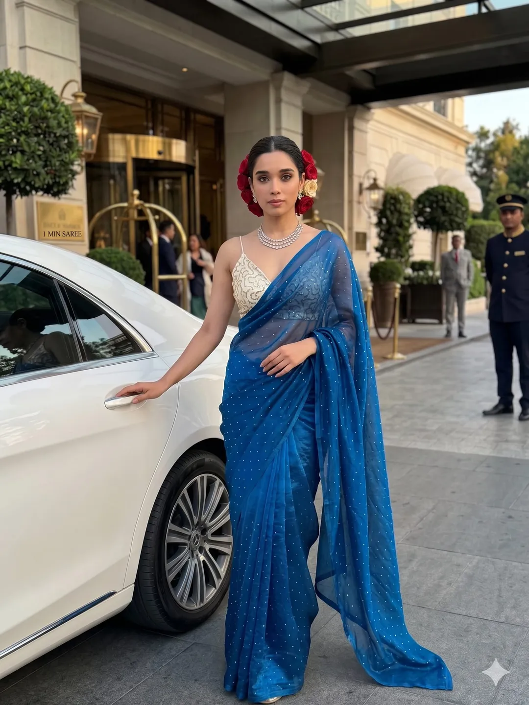 Code: 908 – New Trending Swarovski Work Saree - Space Soft Silk Saree Saree Online India - Buy at ₹1150 - Image 1