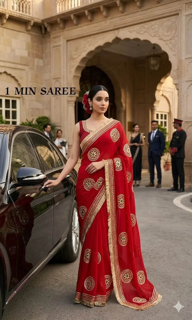Elegant Georgette Gota Work Saree ✨ - Georgette Saree Online India - Buy at ₹1299 - Image 1