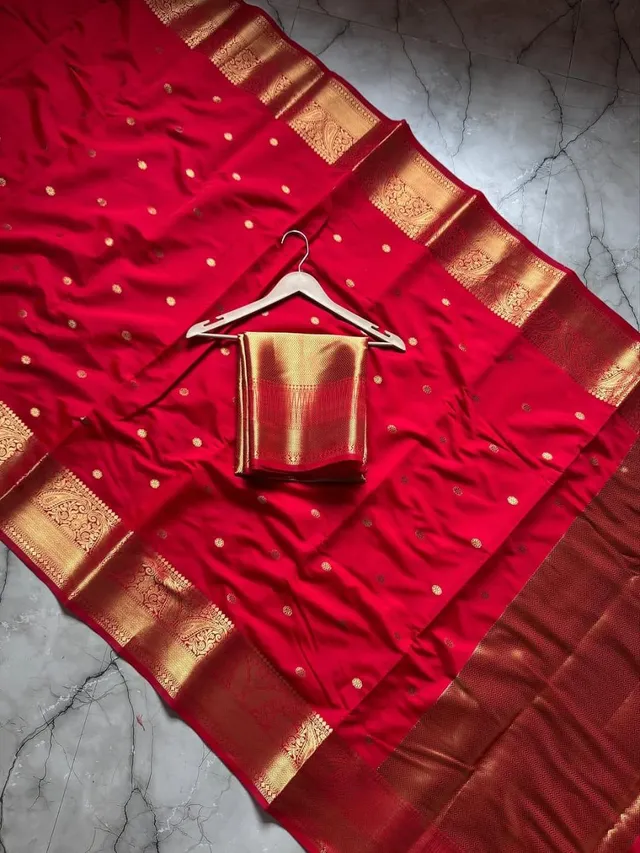 Premium Banarasi Katan Soft Silk Saree with Allover Zari Buti - View 2