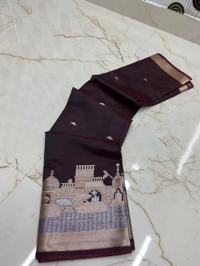 Graceful Banarasi Ganga Ghat Katan Soft Silk Saree - View 3