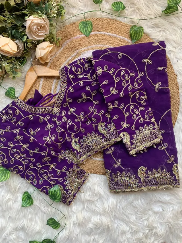 Morni Collection – Elegant Georgette Saree with Stitched Blouse - View 3