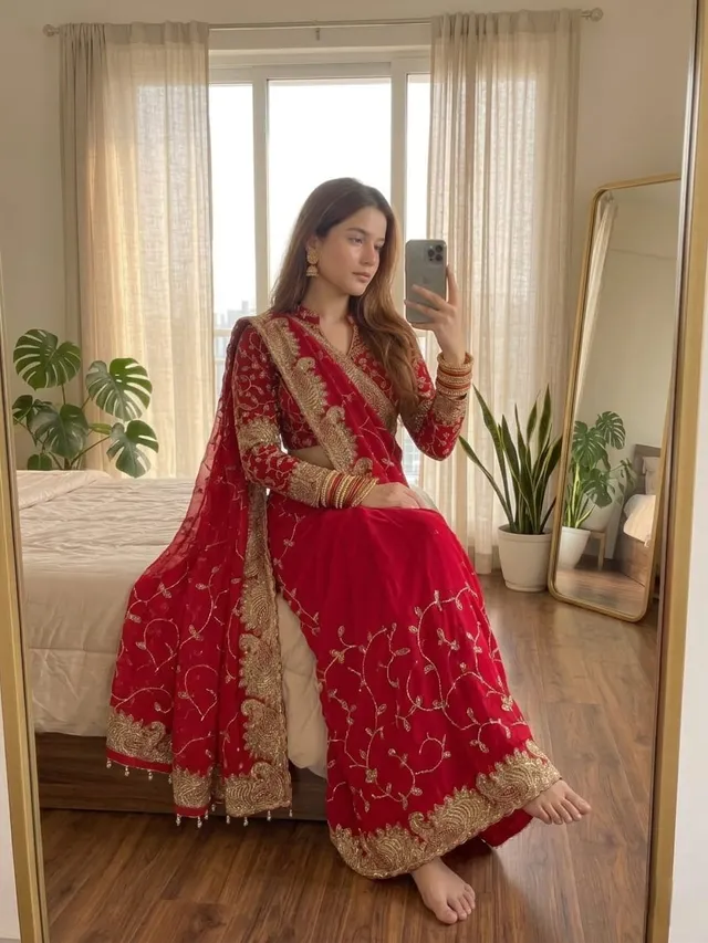 Morni Collection – Elegant Georgette Saree with Stitched Blouse - Soft Georgette Saree Online India - Buy at ₹1699 - Image 1