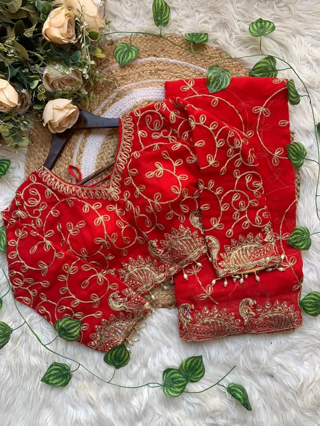 Morni Collection – Elegant Georgette Saree with Stitched Blouse - View 5