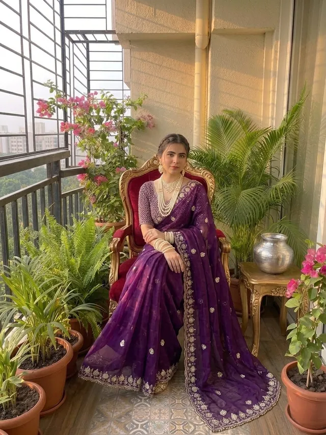 Maitry Collection – Elegant Fendy Satin Saree with Stitched Blouse