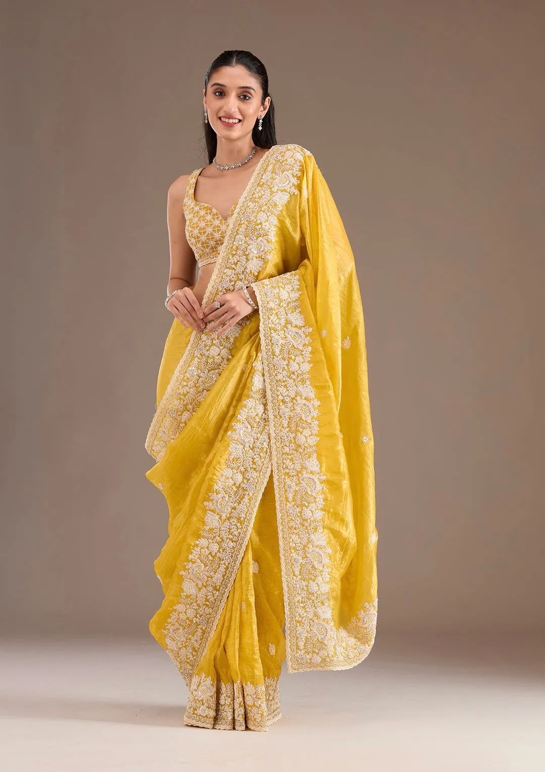 Premium Gold Crush saree