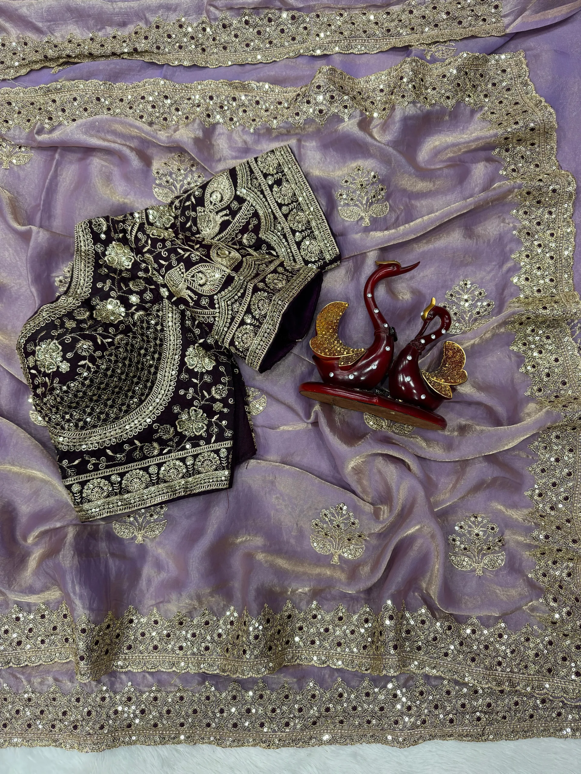 Designer Frendy Satin Saree – Stylish & Trendy with Stitched Blouse - View 3