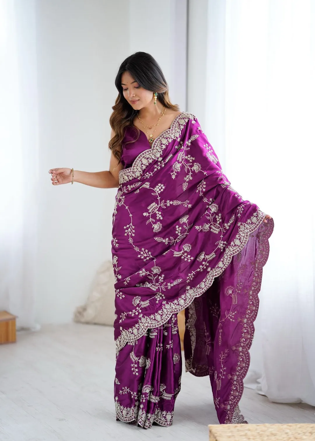 New Launch – Designer Japan Satin Silk Saree - View 2