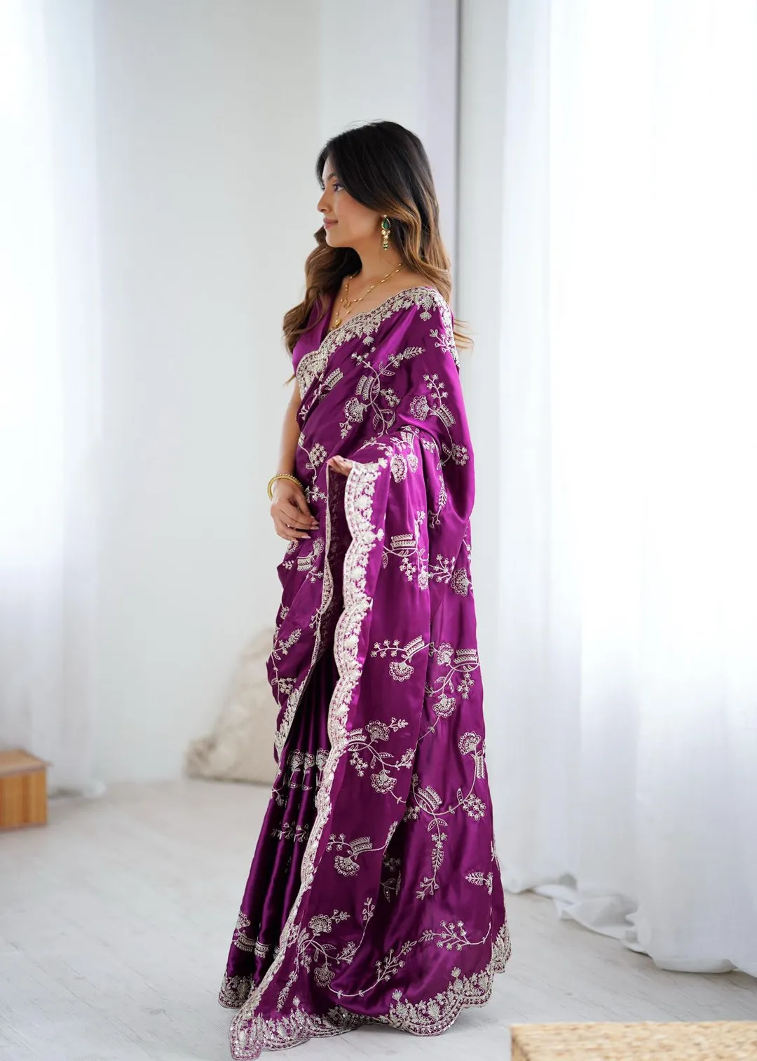 New Launch – Designer Japan Satin Silk Saree - View 3