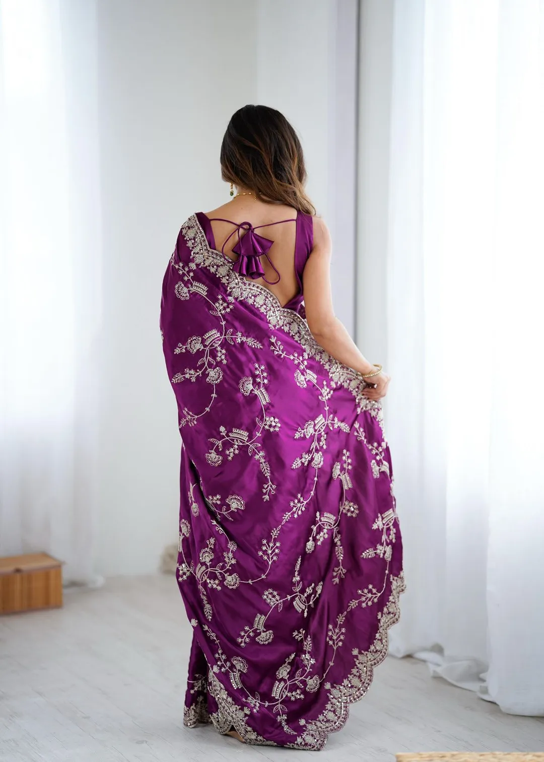 New Launch – Designer Japan Satin Silk Saree - View 4
