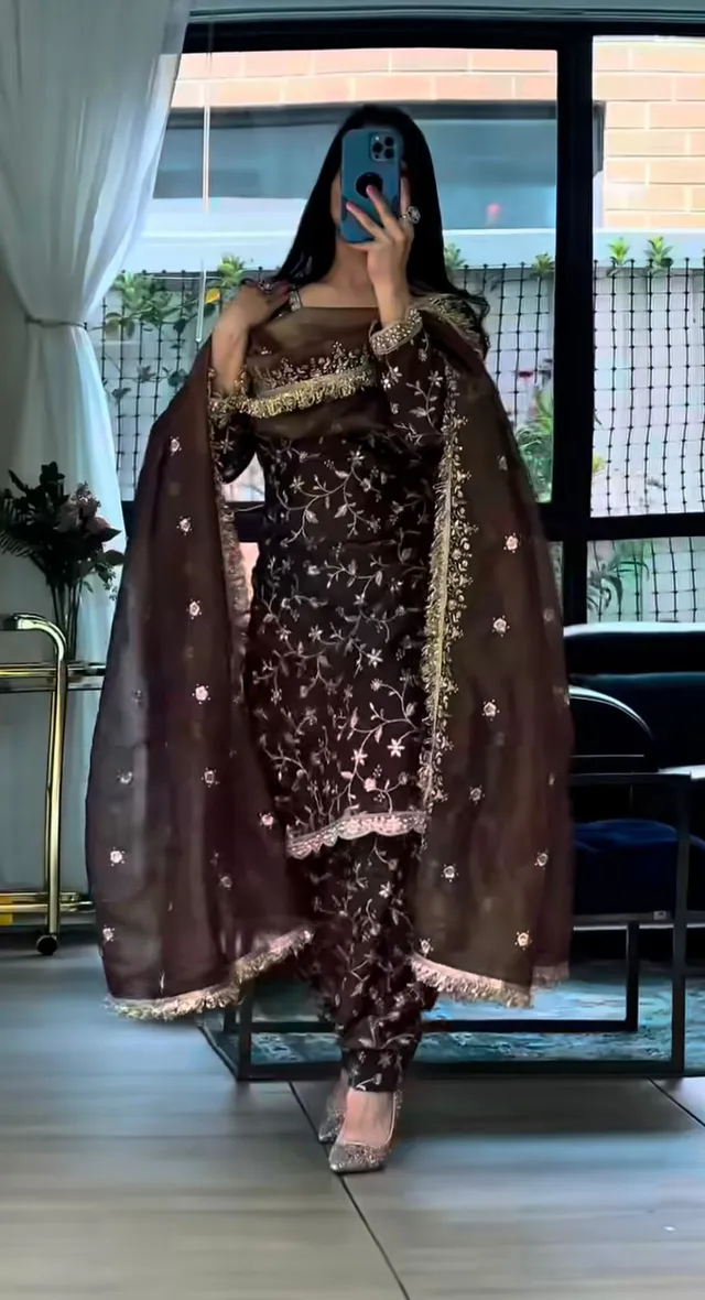 New Launch – Designer Party Wear Top, Patiala Suit & Dupatta Set - View 2