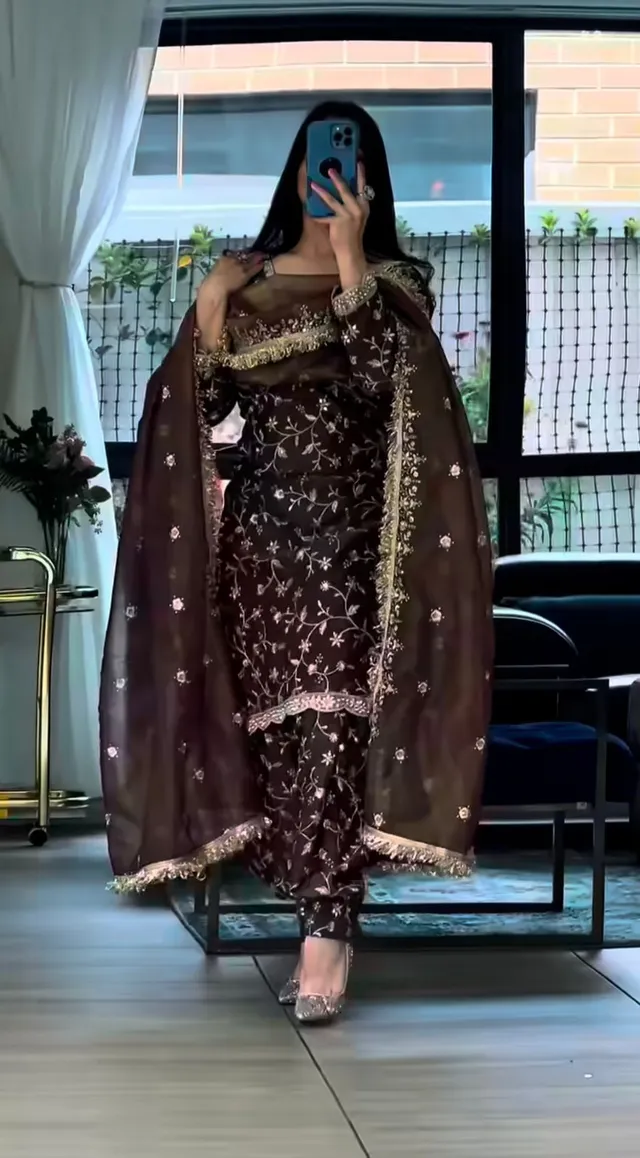 New Launch – Designer Party Wear Top, Patiala Suit & Dupatta Set - View 3